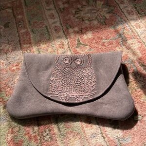 Gray Owl Embossed Clutch